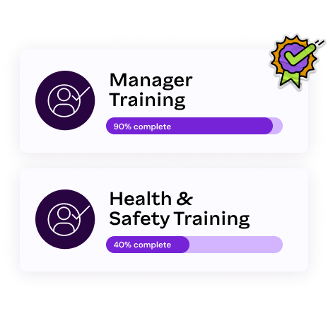 A card UI showing training progress.