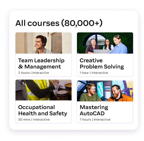 UI showing featured course cards.