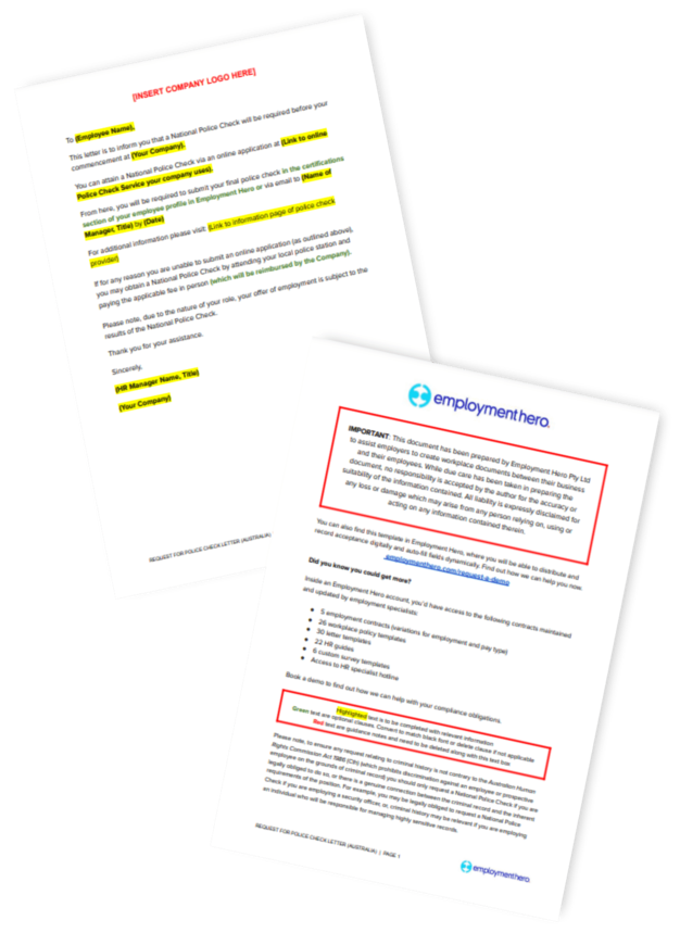 Police Check Request Letter for Aussie Businesses
