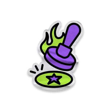 An abstract illustration of legs jumping over speech bubbles of a heart, ellipses, and a thumbs up emoji