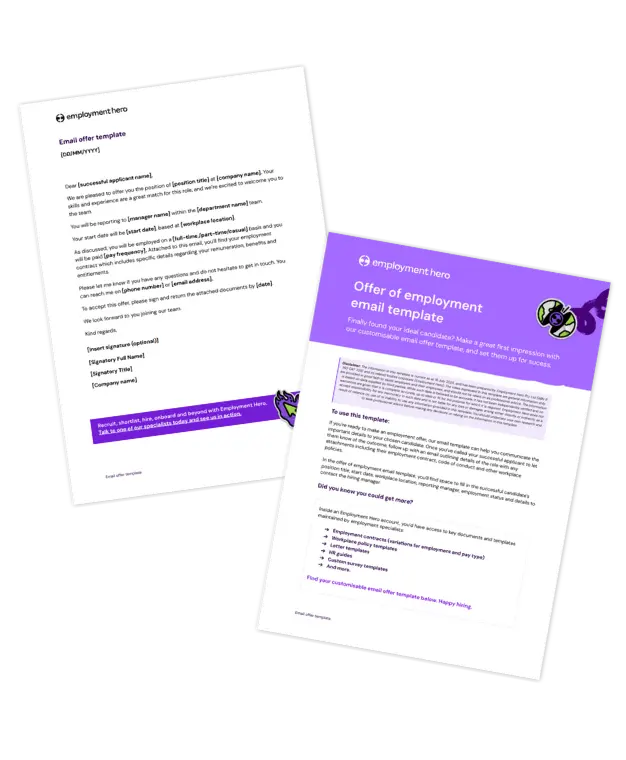Employment offer letter email template [free download]