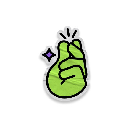 A graphic sticker of a hand doing snapping gesture
