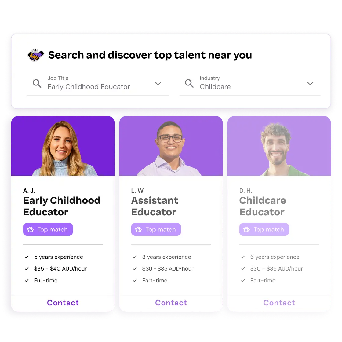Candidate selection dashboard with a list of applicants and detailed information
