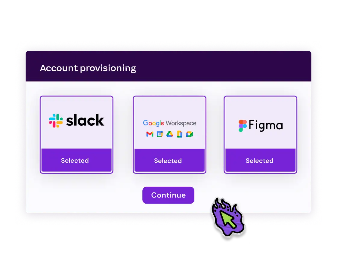 Account provisioning screen displayed on a computer, showing user setup options and configuration settings.